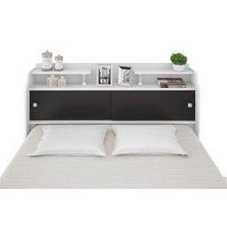 Cabeceira para Box Casal Queen 1,58 Branco Preto Elisa Framar - 6