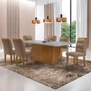 Ver imagem 4 de Mesa Aida 180cm com 6 Cadeiras Carol Moderna Mobília Veludo Capuccino Off White Imbuia