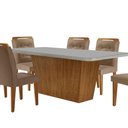 Ver imagem 2 de Mesa Aida 180cm com 6 Cadeiras Carol Moderna Mobília Veludo Capuccino Off White Imbuia
