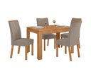 Ver imagem 1 de Conjunto Sala de Jantar Mesa Athenas 120 Tampo no Glass com 4 Cadeiras Apogeu - Lopas Amendoa Clean