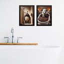 Ver imagem 1 de Kit 2 Quadros para Banheiro Urso Panda - Café 45x34cm - com Vidro:moldura Preta