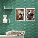 Ver imagem 2 de Kit 2 Quadros para Banheiro Urso Panda - Café 45x34cm - com Vidro:moldura Preta