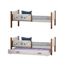 Ver imagem 3 de Kit 2 Camas Solteiro Star com 1 Cama Auxiliar - Divaloto Móveis - Branco/Mel