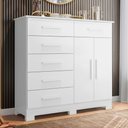 Ver imagem 1 de Cômoda Grande Casal com 6 Gavetas 2 Portas Branco Xangai com Pés Albatroz