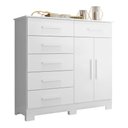 Ver imagem 2 de Cômoda Grande Casal com 6 Gavetas 2 Portas Branco Xangai com Pés Albatroz