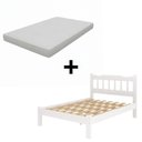 Ver imagem 2 de Cama de Casal com Colchão Perola em Madeira Maciça Branco Repleta