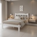 Ver imagem 1 de Cama de Casal com Colchão Perola em Madeira Maciça Branco Repleta