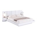 Ver imagem 1 de Cama de Casal Queen Suspensa com Cabeceira e Mesas de Apoio Branco Mdp Zurique
