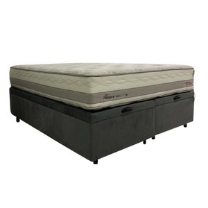 Conjunto Box Baú Bipartido Conceito + Colchão Meca Tower Queen 1,58x1,98 Dupla Face Herval Cinza - S