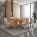Ver imagem 1 de Mesa de Jantar Eloise 180cm Tampo MDF Laminado Canto Copo com 6 Cadeiras Carolina