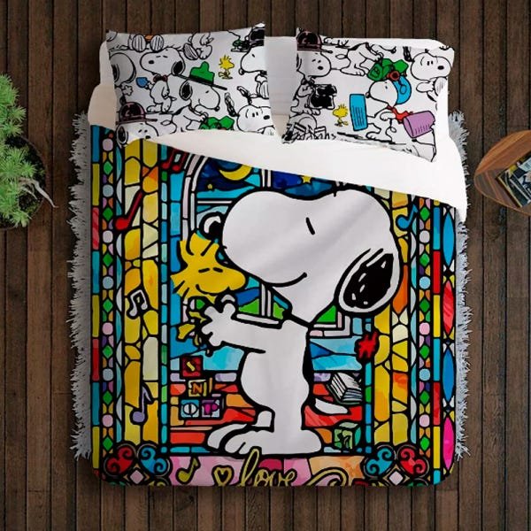 Jogo Cama Casal - Snoopy e Woodstock - Vitral - Desenho