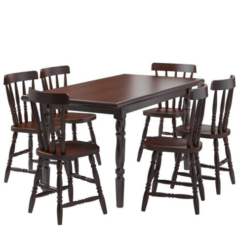 Conjunto Mesa de Jantar 160cm com 6 Cadeiras Multimóveis Cr50085 Castanho Castanho