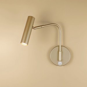 Arandela Articulada Liga Desliga Parede Cama Interruptor:dourado Fosco