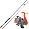 Kit Pesca: Molinete Okuma Vibe + Linha Monofilamento + Vara Okuma Vibe - VB602M 1,80m LARANJA - 1