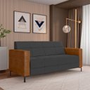 Ver imagem 2 de Sofá Living Decorativo Houston 2 Lugares 180cm Pés em Metal Veludo/ PU Grafite/ Caramelo G33 - Gran