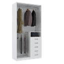 Ver imagem 1 de MÓDULO CLOSET 200X45X100 C/ 5 GAVETAS E CABIDEIRO DUPLO M367.B MUNDI MOVEIS