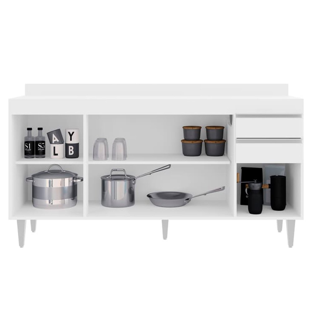 Balcão Cozinha Branco 160cm C/ Tampo - Vallisa Decor - 2