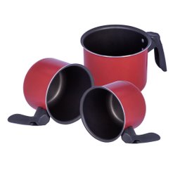 Jogo Canecao Leiteira Fervedor Antiaderente 12/14/16 Vermelho - 3