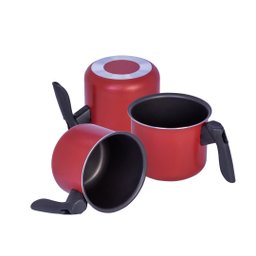 Jogo Canecao Leiteira Fervedor Antiaderente 12/14/16 Vermelho - 1