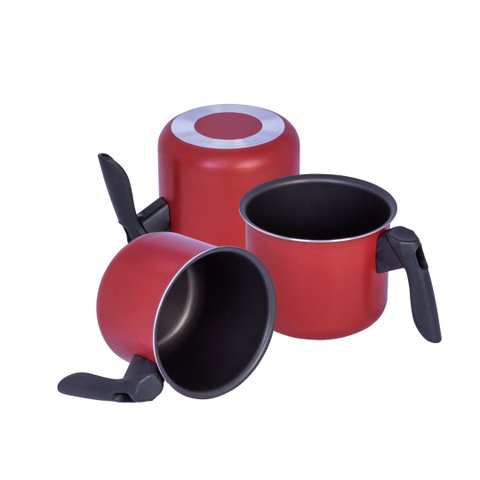 Jogo Canecao Leiteira Fervedor Antiaderente 12/14/16 Vermelho