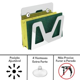 Porta Esponja De Pia Inox Com Adesivo Suporte Bucha ELG - 3