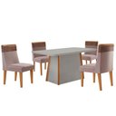 Ver imagem 2 de Mesa de Jantar Diane 120cm Tampo Mdf Vidro 4 Cadeiras Andes Moderna Linho Capuccino Tork Off