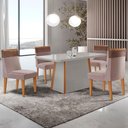 Ver imagem 1 de Mesa de Jantar Diane 120cm Tampo Mdf Vidro 4 Cadeiras Andes Moderna Linho Capuccino Tork Off