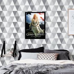 Quadro Game of Thrones Daenerys Targaryen 24x18cm - com vidro:Madeira preta - 2