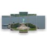Quadro Decorativo Estátua Da Liberdade Aérea 129x61 5 Peças - 1