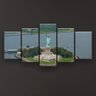 Quadro Decorativo Estátua Da Liberdade Aérea 129x61 5 Peças - 2