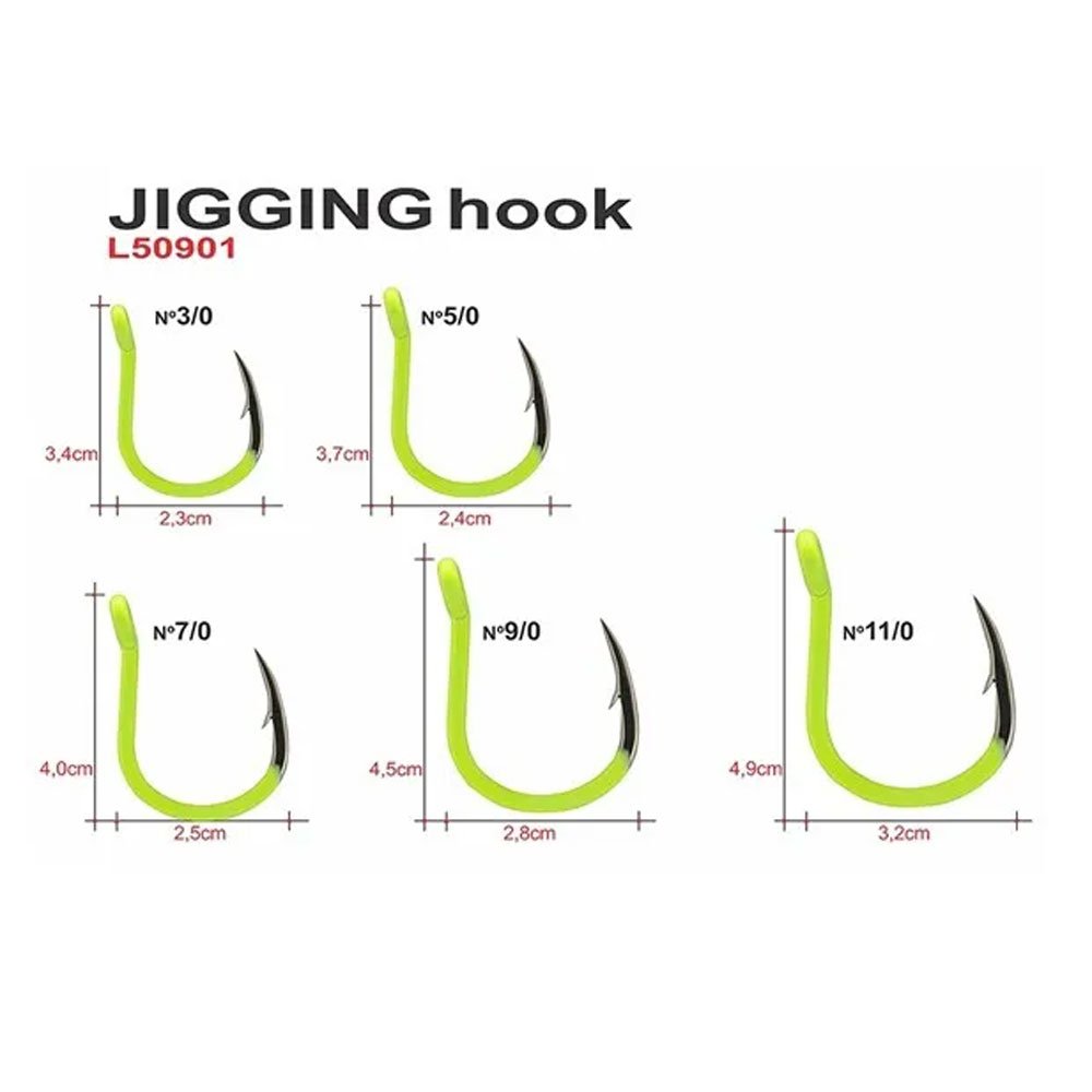 Anzol Maruri Jigging Hook Aqua Amarelo Limão 11/0 - C/06un - 3