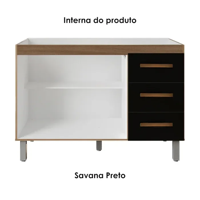 Ver imagem 5 de Balcao para Pia 3g 2p 120 Cm Bianca Savana Preto Mobbs