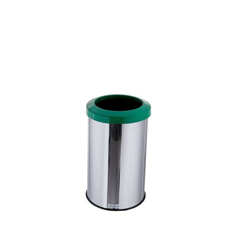 Lixeira Aço Inox Com Aro Plástico Lixo Reciclável Cozinha 20 Litros - Verde