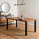 Ver imagem 1 de Mesa de Jantar 6 Lugares Tampo de Madeira Maciça Pinus 160x90cm Athenas Marrom Preto/Marrom