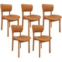 Ver imagem 1 de Kit 05 Cadeiras para Sala de Jantar Cozinha Living Estofada Dara L02 Couríssimo Canela - Lyam Decor