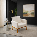 Ver imagem 5 de Poltrona Decorativa Luxo com Base Madeira - Suede:bege