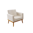 Ver imagem 1 de Poltrona Decorativa Luxo com Base Madeira - Suede:bege