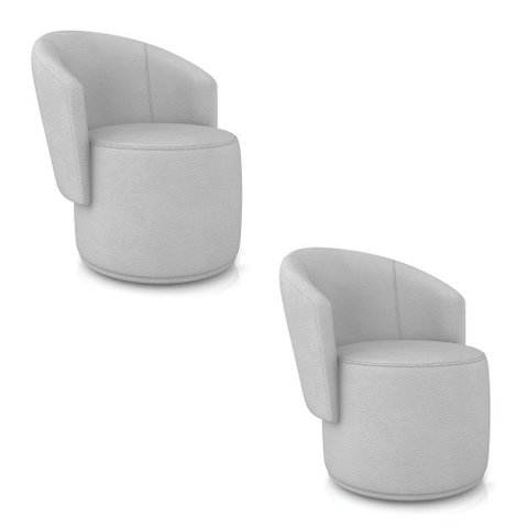 Poltrona Decorativa Orgânica Fixa para Sala Kit 2 Malu Sintético M11 - D’Rossi
