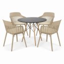 Ver imagem 2 de Conjunto de Jantar Mesa Eiffel Preto 110cm + 4 Cadeiras Marcela Nude