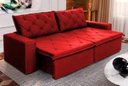 Ver imagem 1 de Sofá Cama Retrátil Reclinável 2,50m Bangkok Suede Velut Vermelho Molas no Assento - King House