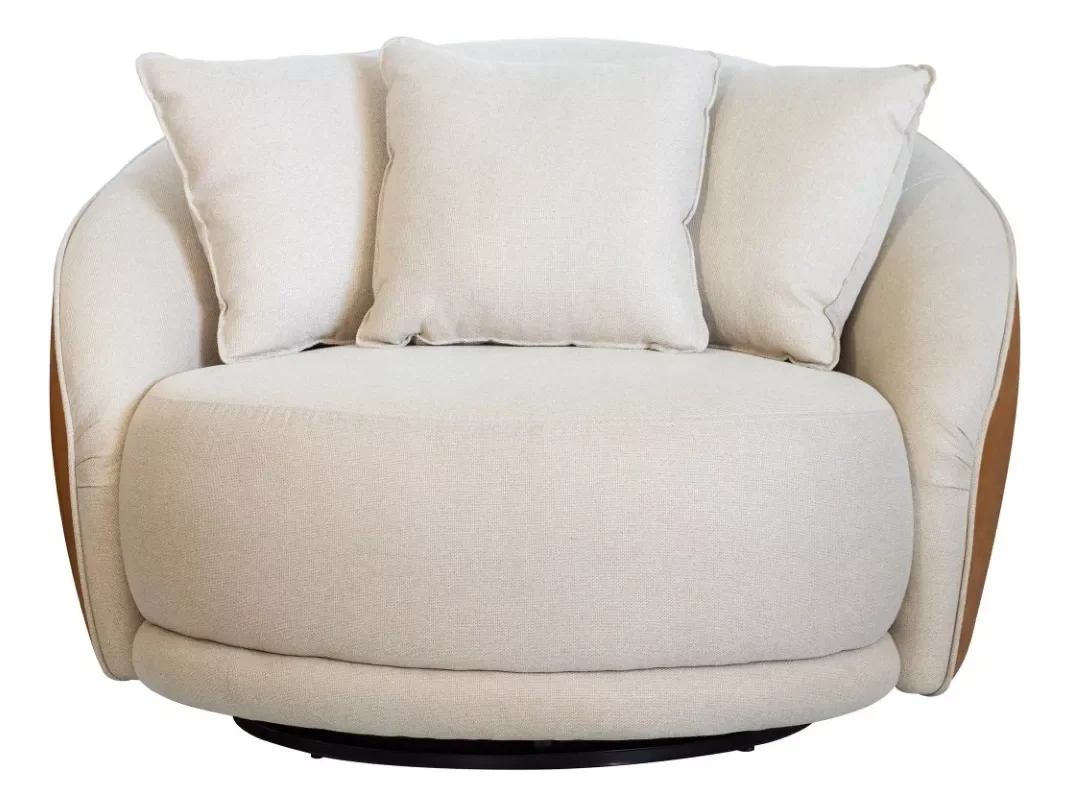 Ver imagem 4 de Poltrona Ayla Grande Pés Madeira Almofadas Redonda - Harmônica Móveis