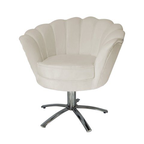 Conjunto 2 Poltronas Estofada Com Base Giratória de Metal Pétala Veludo Bege - LM DECOR