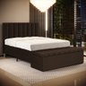 Cabeceira Nashira e Calçadeira Baú Navi 160 para Cama Queen N-027 Veludo Marrom Chocolate Aradecor - 1