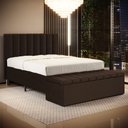 Ver imagem 1 de Cabeceira Nashira e Calçadeira Baú Navi 160 para Cama Queen N-027 Veludo Marrom Chocolate Aradecor