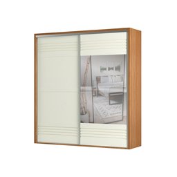 Guarda-roupa Roupeiro Casal com 02 Portas 2,23m 100% Mdf - Dalla Costa: Freijó/off White - 2