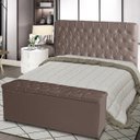 Ver imagem 2 de Kit Cabeceira de Cama e Calçadeira Baú Estrela Queen 160 Cm Suede Capitonê Rosê Casa Móveis e Decora