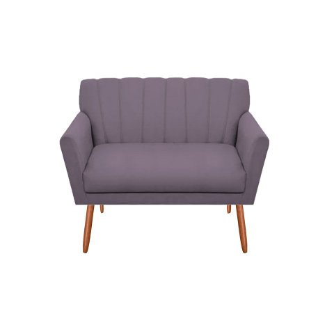 Namoradeira Decorativa Cecília Suede Rosê 2 Lugares Pés Madeira Ms Decor