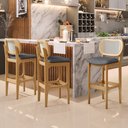 Ver imagem 2 de Kit 03 Banquetas Altas Para Cozinha Bancada Sala Tela Betta Fixa L02 Linho Cinza Escuro - Lyam Decor