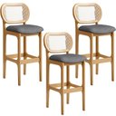 Ver imagem 1 de Kit 03 Banquetas Altas Para Cozinha Bancada Sala Tela Betta Fixa L02 Linho Cinza Escuro - Lyam Decor