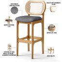 Ver imagem 4 de Kit 03 Banquetas Altas Para Cozinha Bancada Sala Tela Betta Fixa L02 Linho Cinza Escuro - Lyam Decor